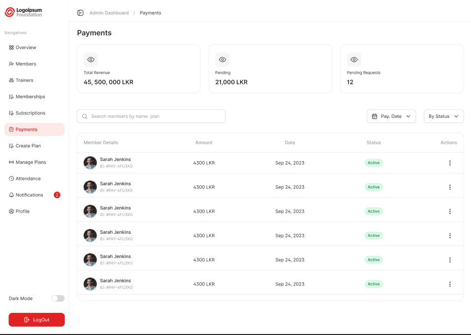 Payment Dashboard